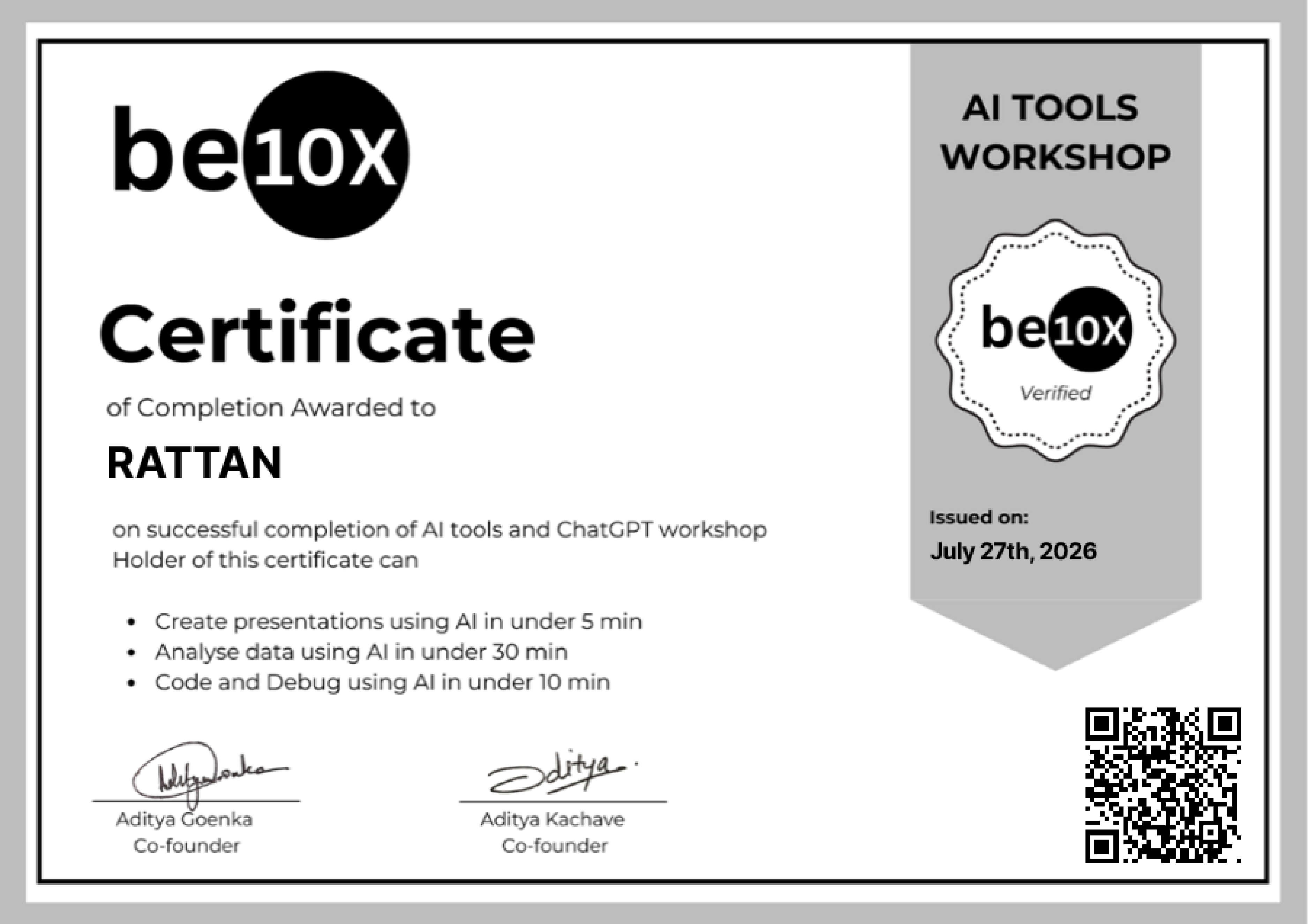 AI Tools Certificate